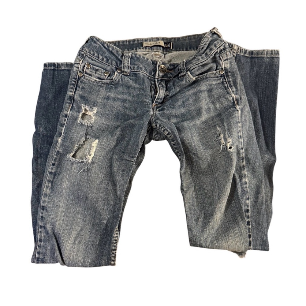 Anchor Blue Distressed Skinny Jeans Size 0 Medium Wash